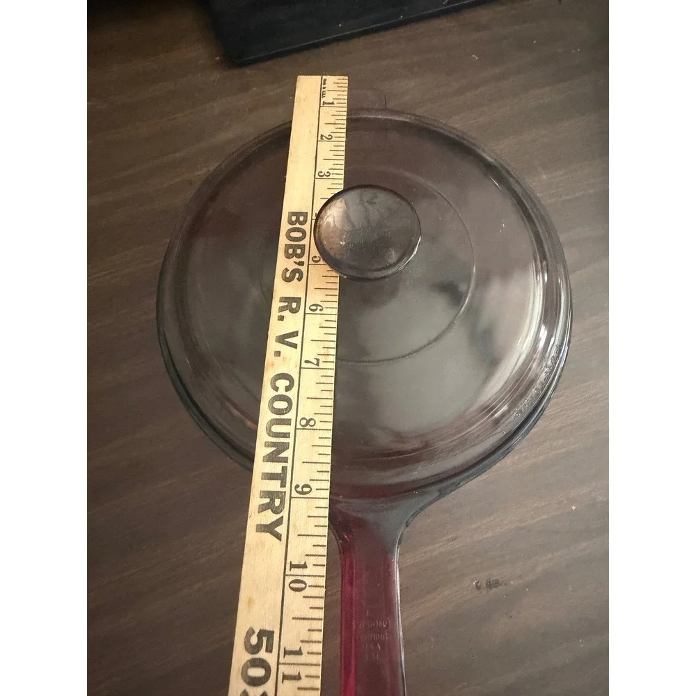 Visions by Corning Cranberry Glass 2.5L Saucepan Non-Stick Pot with Lid USA